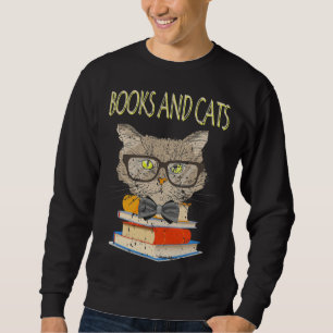 Books And Cats Nerdy Eyeglasses Kitten Bookworm Bo Sweatshirt