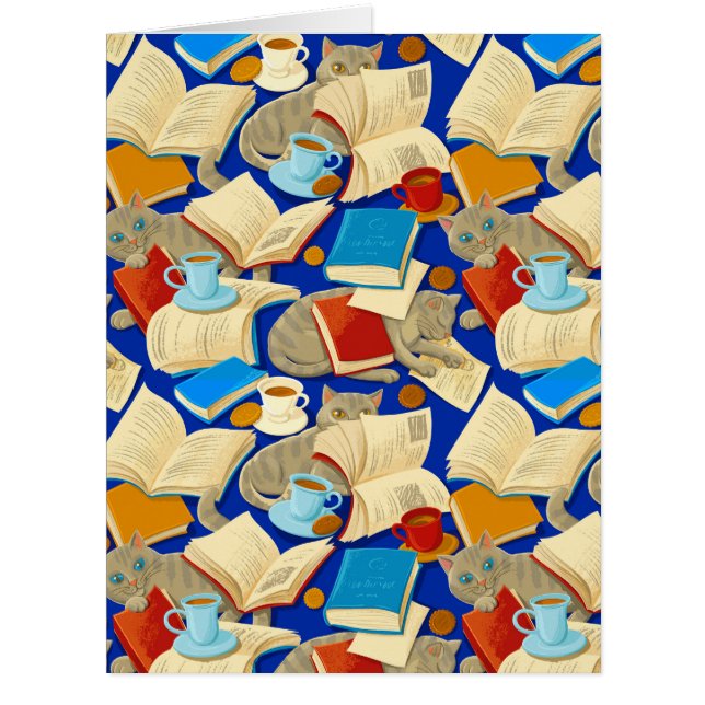 Books and cats on blue (Front)