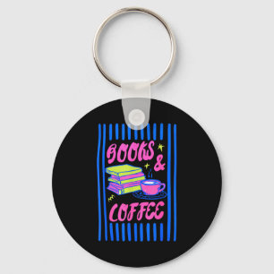 Books and coffee bookish bookworm reading book key ring