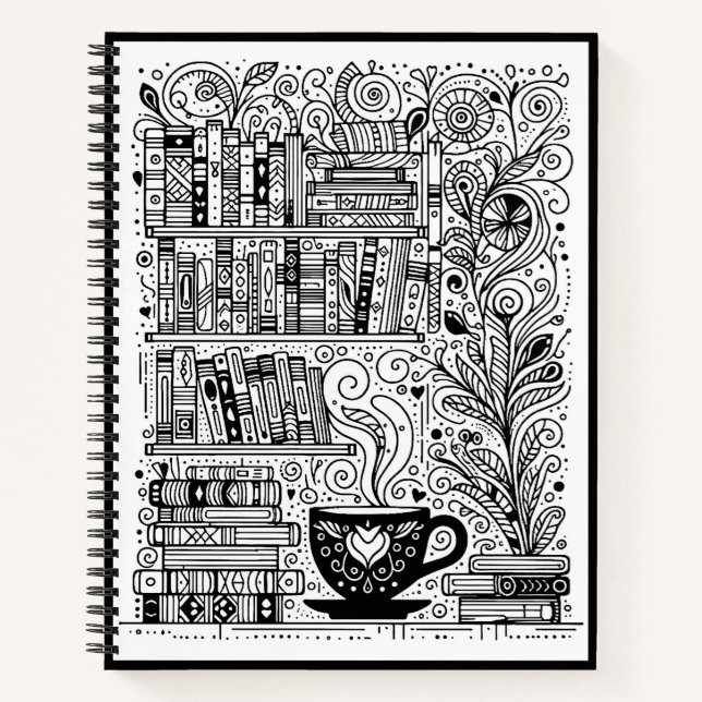Books And Coffee Colour Me Doodle 2 (Front)