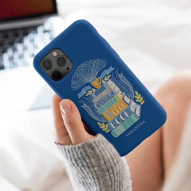 Books and Coffee Lover - Bright Blue Case-Mate iPhone Case (Creator Uploaded)