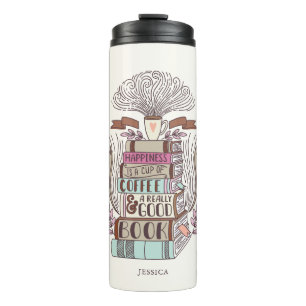 Books and Coffee Lover Personalised Thermal Tumbler