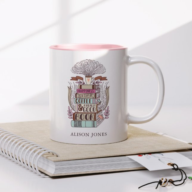 Books and Coffee Lover Personalised Two-Tone Coffee Mug (Creator Uploaded)