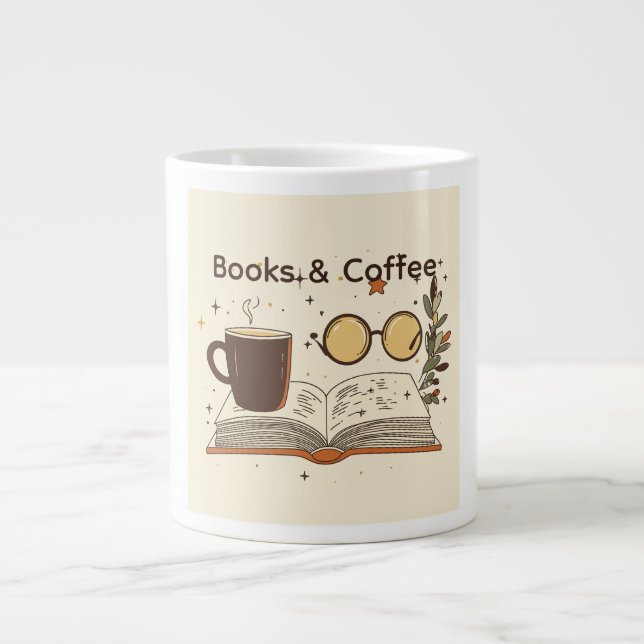 Books and Coffee Reading Gift Speciality White Mug (Front)