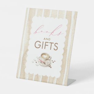 Books and Gifts Coffee Girl Baby Shower Table Sign