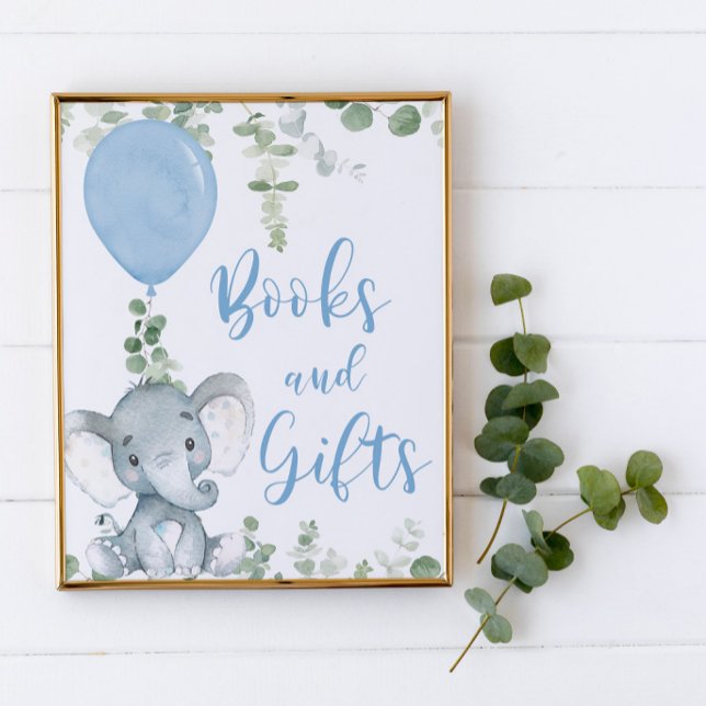 Books and gifts elephant balloons baby shower sign (Creator Uploaded)