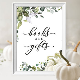 Books and Gifts Greenery Baby Shower Sign