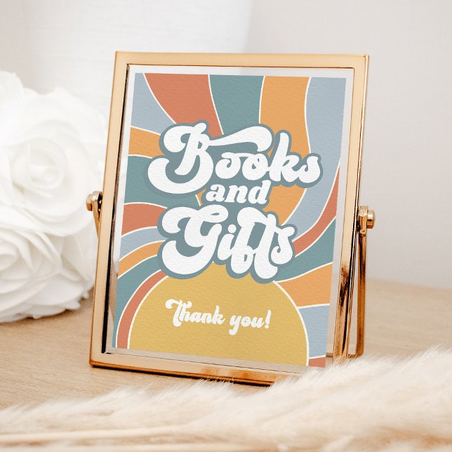 Books and Gifts Groovy Retro Sunshine Baby Shower Poster (Creator Uploaded)