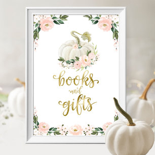 Books and Gifts Pumpkin Floral Baby Shower Sign