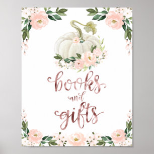 Books and Gifts Pumpkin Floral Baby Shower Sign
