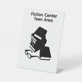 Books and Glasses Custom Text Pedestal Sign
