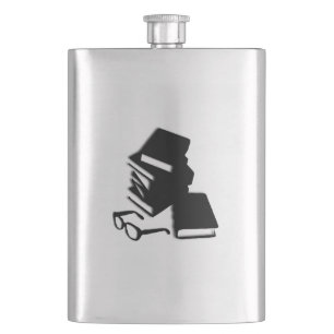 Books and Glasses Hip Flask