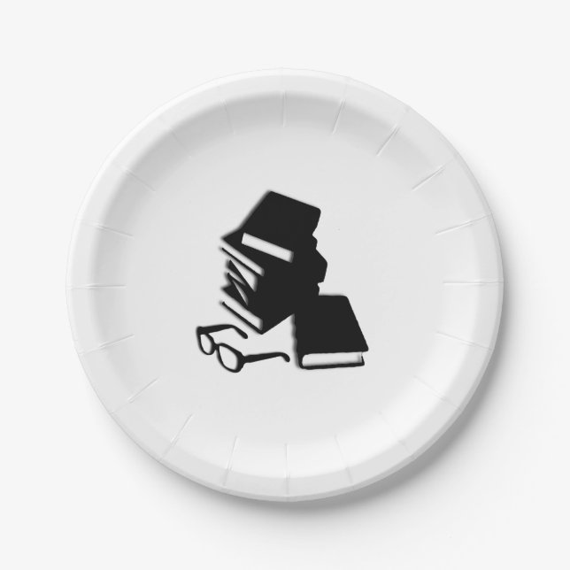 Books and Glasses Paper Plate (Front)