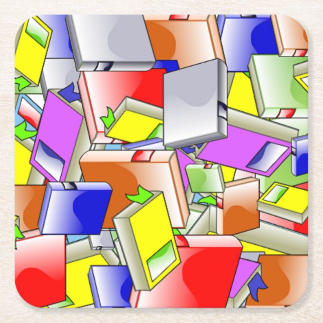 Books and More Books Square Paper Coaster (Front)