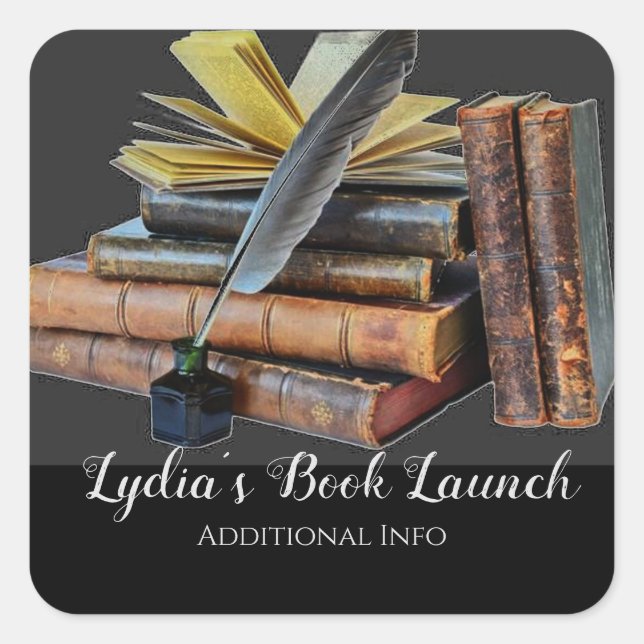 Books And Quill Square Sticker (Front)