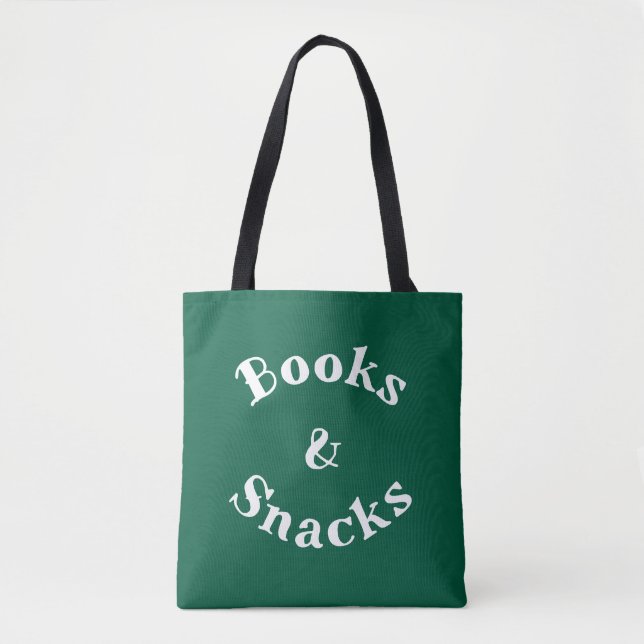 Books and Snacks Book Lover Funny Quote Minimalist Tote Bag (Front)