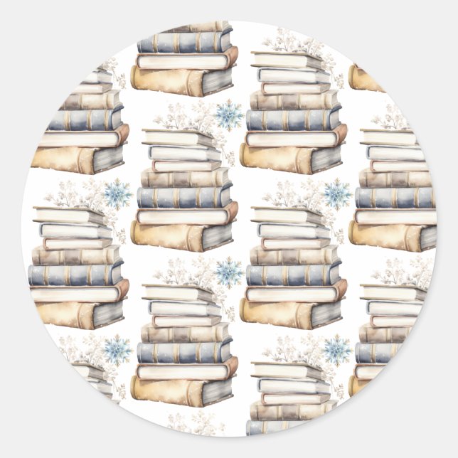 Books and Snowflakes Stickers Seals (Front)