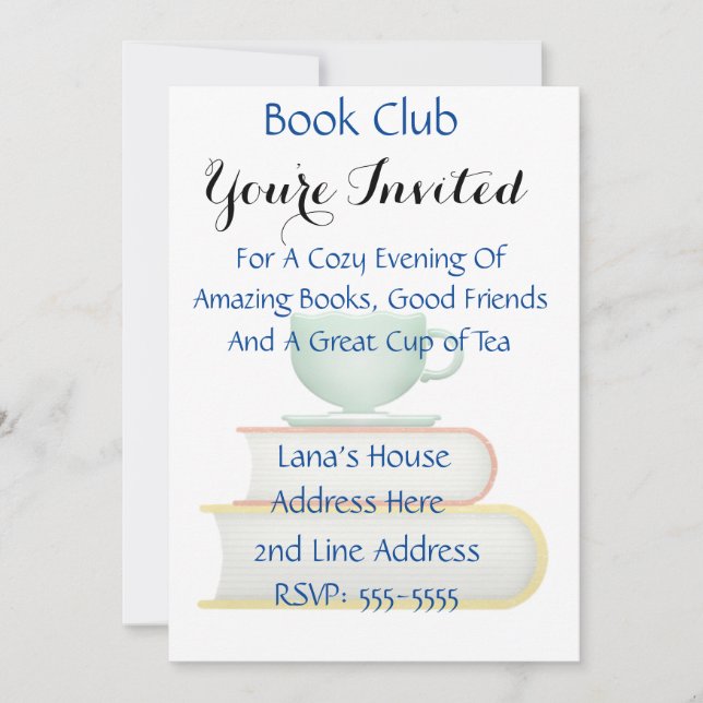 Books and Tea Book Club Invitation (Front)