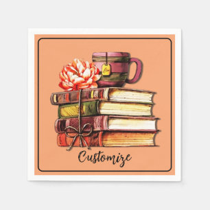 Books And Tea Peach Napkin