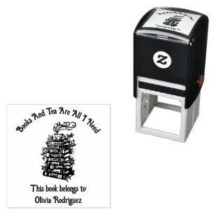 Books and Tea  Self-inking Stamp