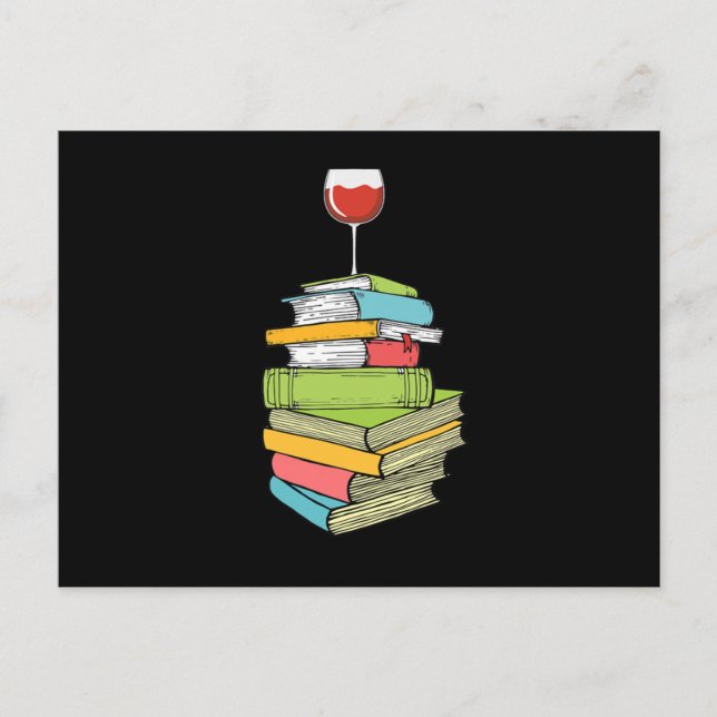 Books And Wine I Love Reading Books Postcard (Front)