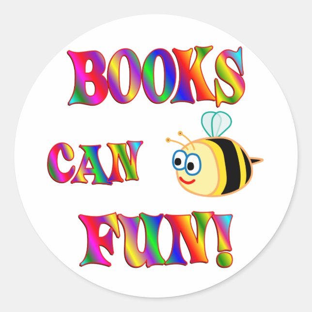 Books are Fun Classic Round Sticker (Front)