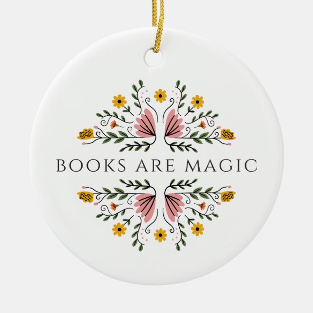 Books Are Magic Ceramic Tree Decoration (Front)