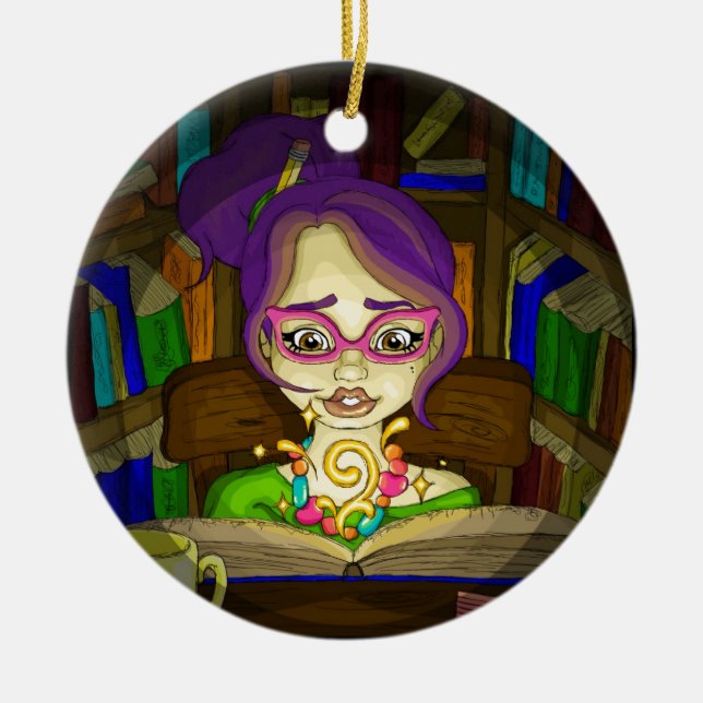 Books are magic ceramic tree decoration (Front)