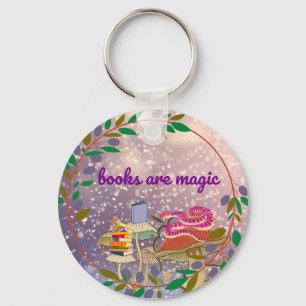 books are magic  key ring