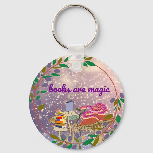 books are magic  key ring (Front)