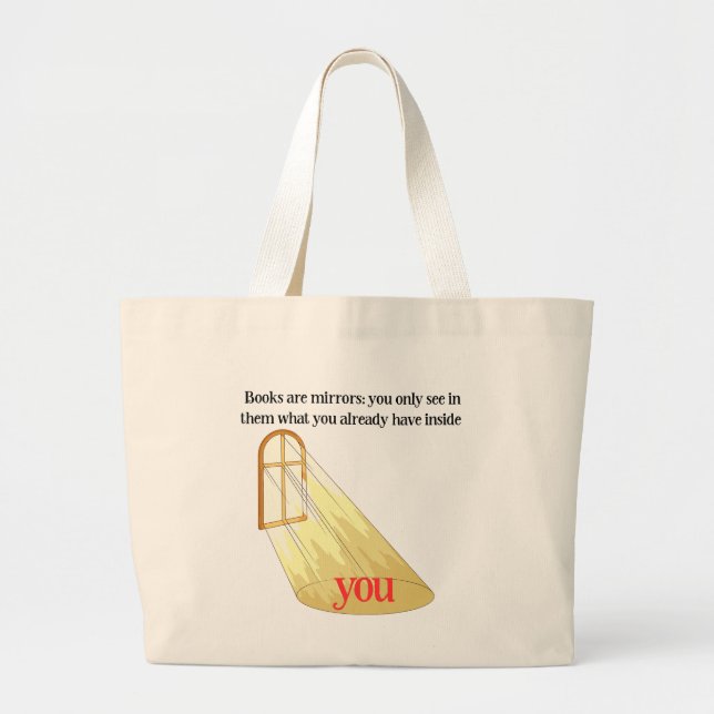 Books Are Mirrors Reader Quote Yellow Window Large Tote Bag (Front)