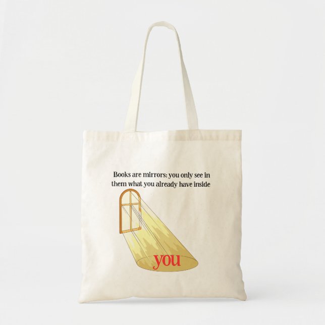 Books Are Mirrors Reader Quote Yellow Window Tote Bag (Front)