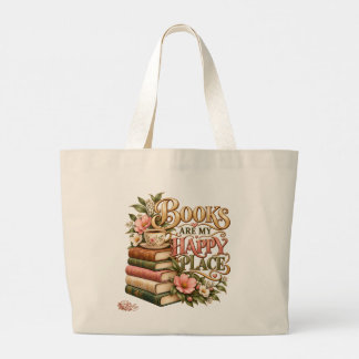Books Are My Happy Place Vintage Library Tote Bag