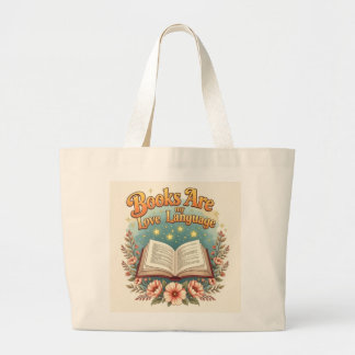Books are my love language large tote bag