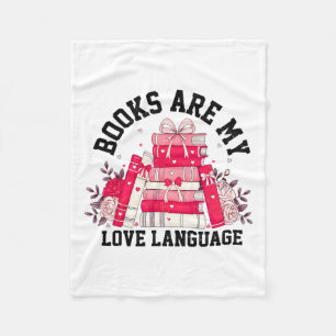 Books Are My Love Language Valentine Book Club Boo Fleece Blanket