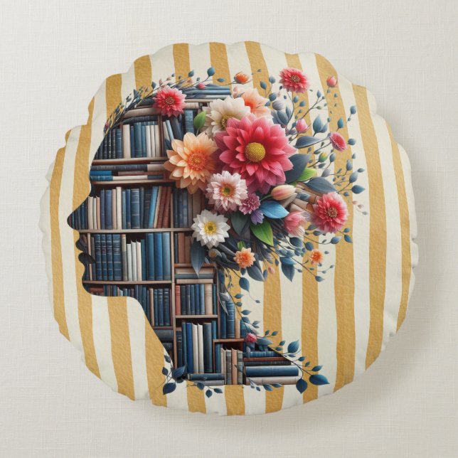 Books Are My Therapy for Bookish Round Cushion (Front)