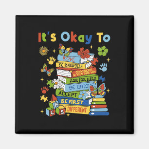 Books Autism Awareness Coquette It's Ok To Teacher Magnet