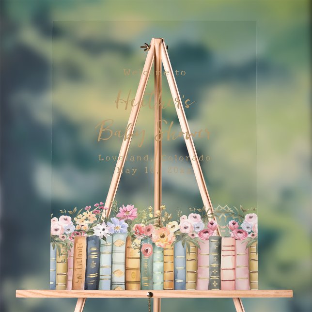 Books Baby Shower Acrylic Sign (Book Welcome Baby Shower Acrylic Sign by Painted Paperie
)