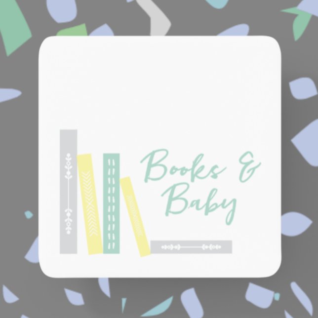 Books Baby Shower Square Paper Coaster (Creator Uploaded)