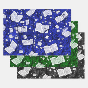 Books Background Collection 3 Wrapping Paper Sheet