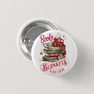 Books Blankets and Hot Cocoa 3 Cm Round Badge