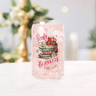 Books Blankets and Hot Cocoa Can Glass