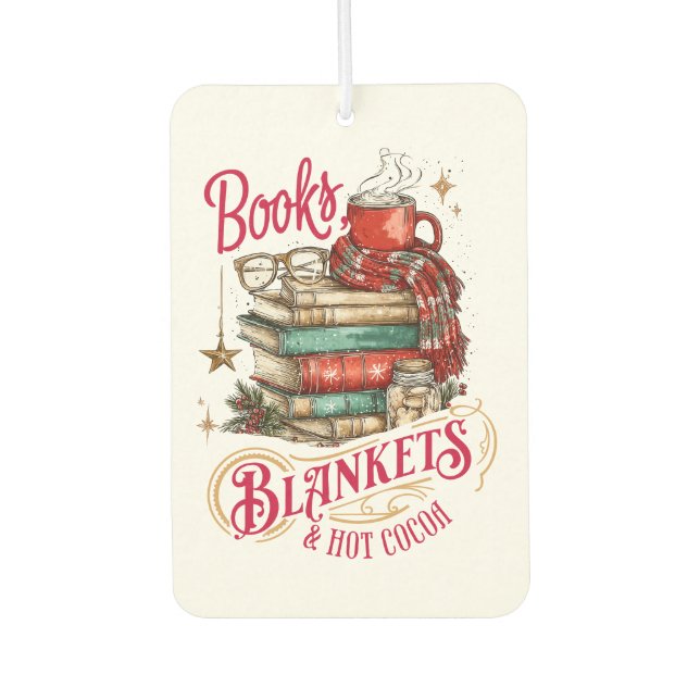 Books Blankets and Hot Cocoa  Car Air Freshener (Front)