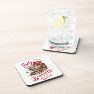 Books Blankets and Hot Cocoa Coaster