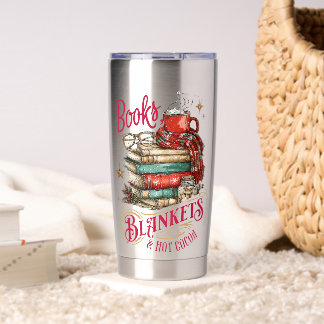 Books Blankets and Hot Cocoa Insulated Tumbler