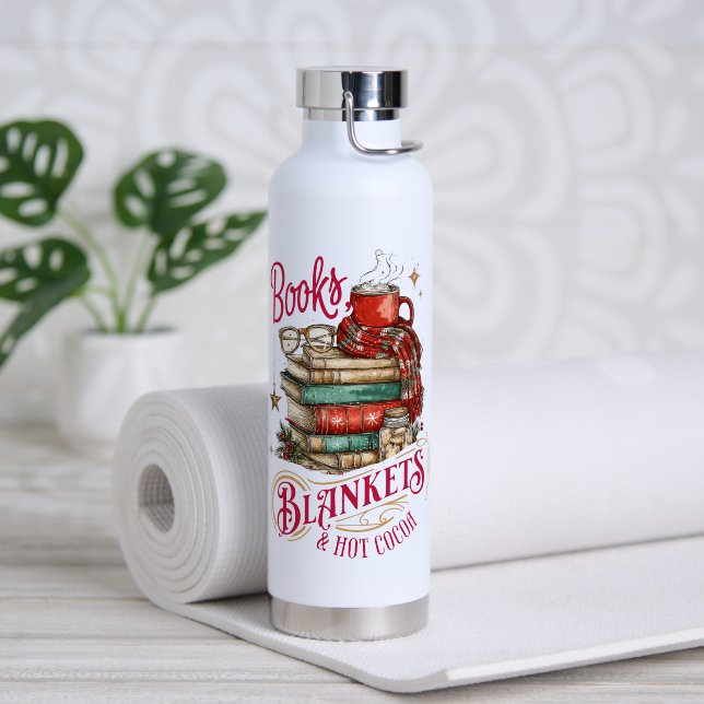 Books Blankets and Hot Cocoa  Water Bottle (Yoga (Rotated))