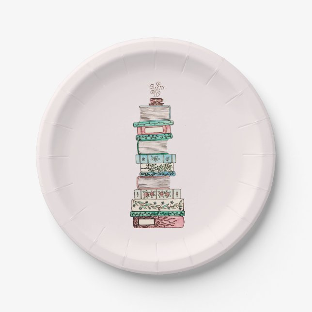 Books & Blossoms Paper Plates (Front)