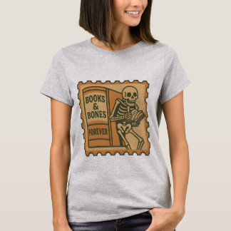 Books & Bones Forever T-Shirt – Gothic Skeleton 