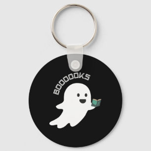 Books Boo Ghost Reading Funny Halloween Book Lover Key Ring