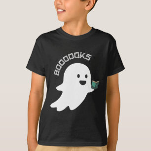 Books Boo Ghost Reading Funny Halloween Book Lover T-Shirt